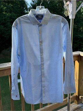 Original Penguin Light Blue Patterned Long-Sleeve Button-Down Shirt